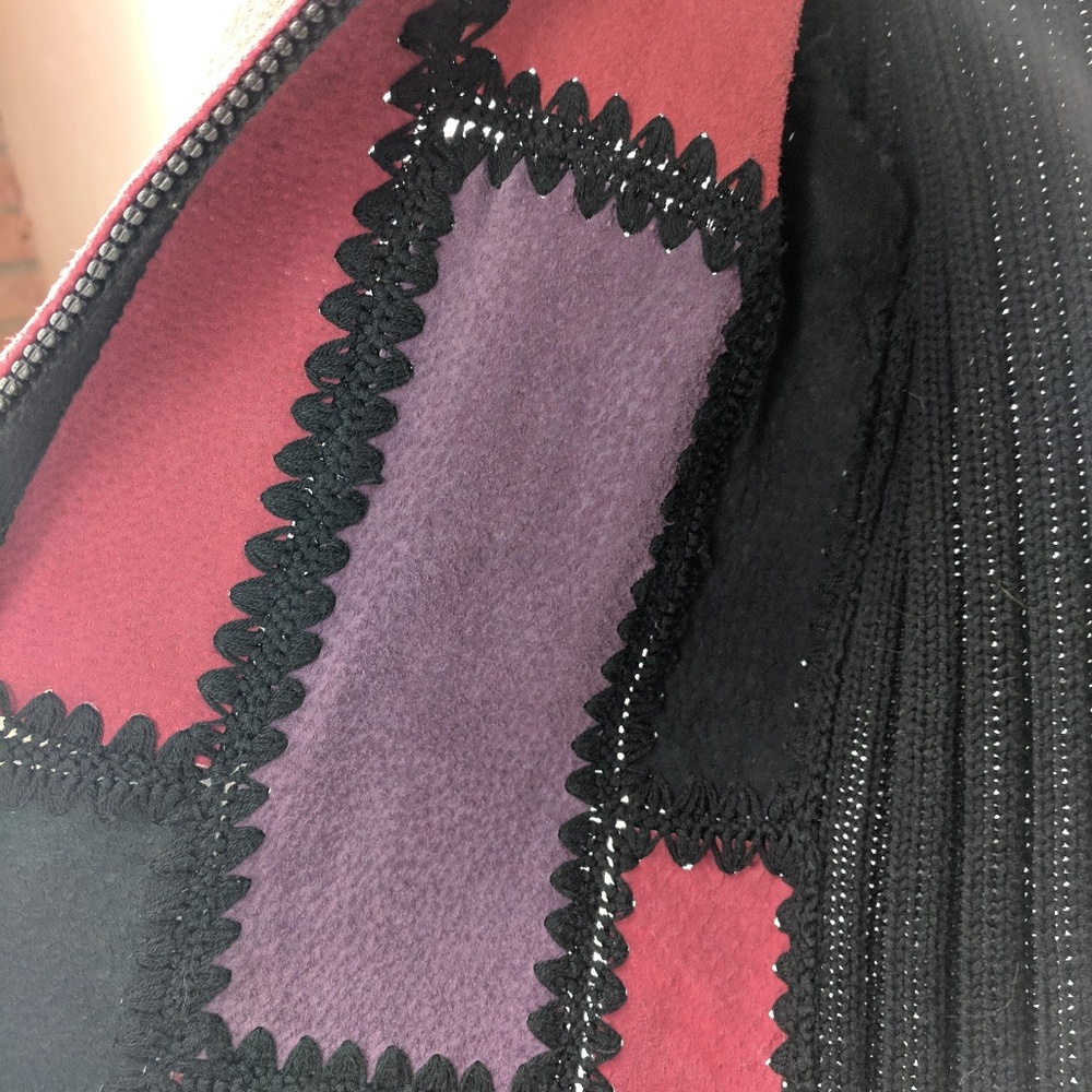 Patchwork Leather Sweater Jacket - image 6